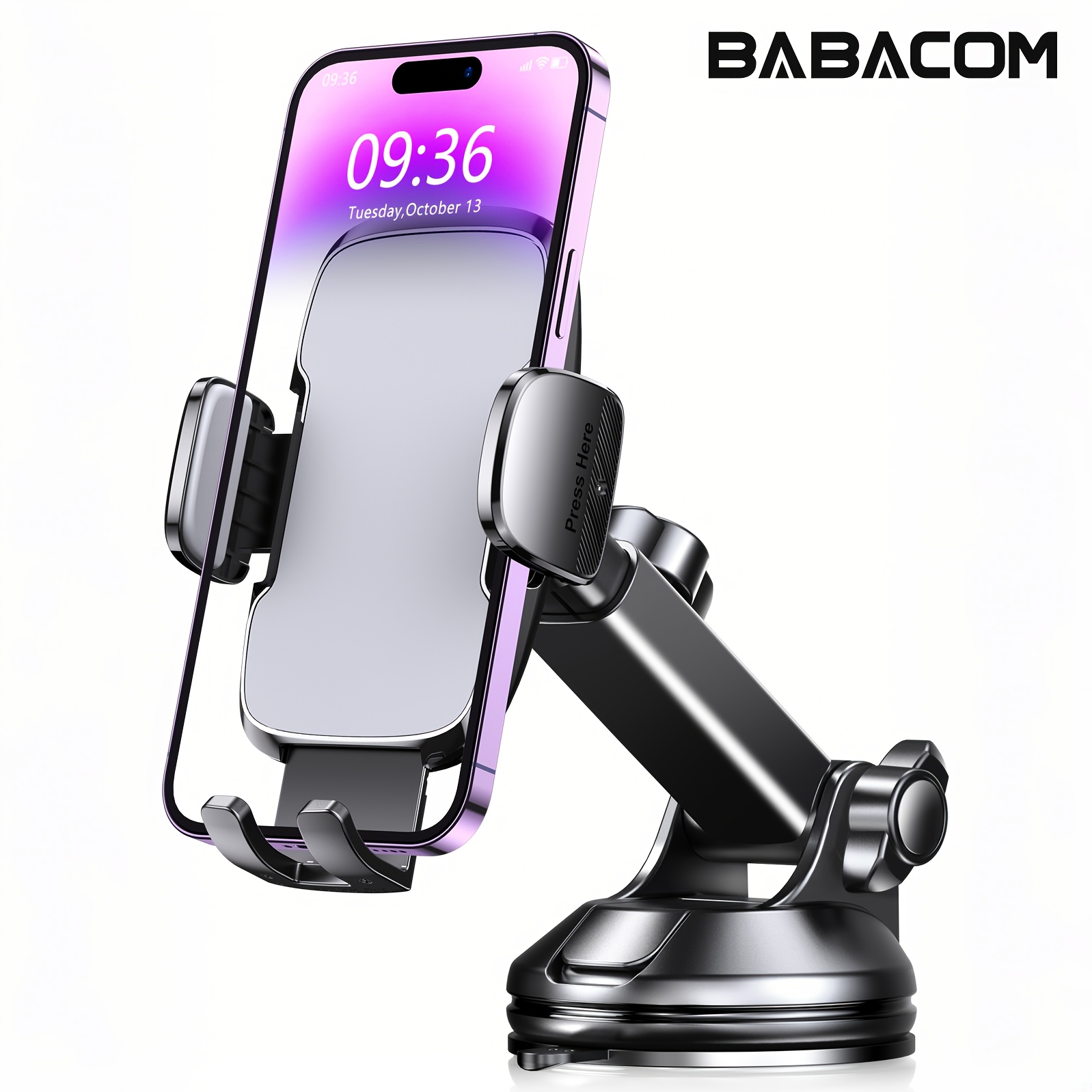 TEMU Babacom Cell Phone Holder Car Suction Cup, 360° Rotating Cell Phone Holder Car Mount, Suction And Stability On , Car Mount Cell Phone Holder