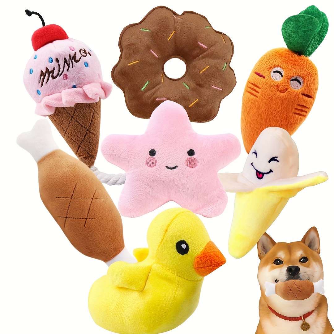 

7-pack Plush Dog Teething Toys, Non-toxic Chew Toys For Small Dogs, Soft Supplies, Safe Rope Toys For Puppies