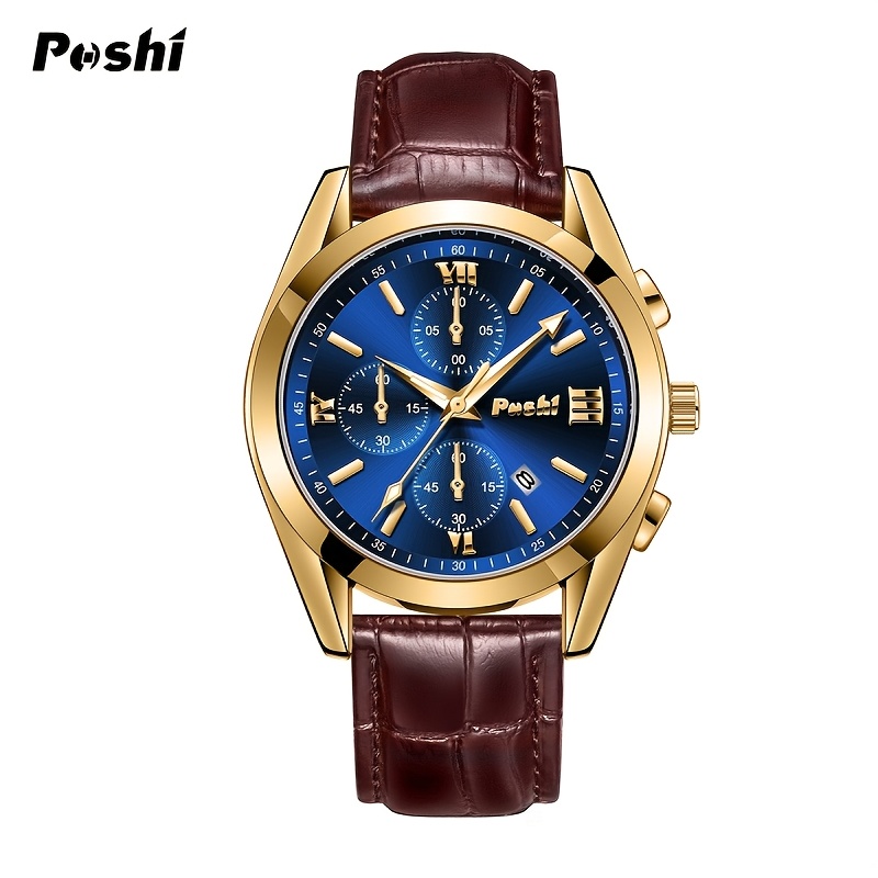 Unisex Quartz Watch with PU Strap, Multifunctional Design