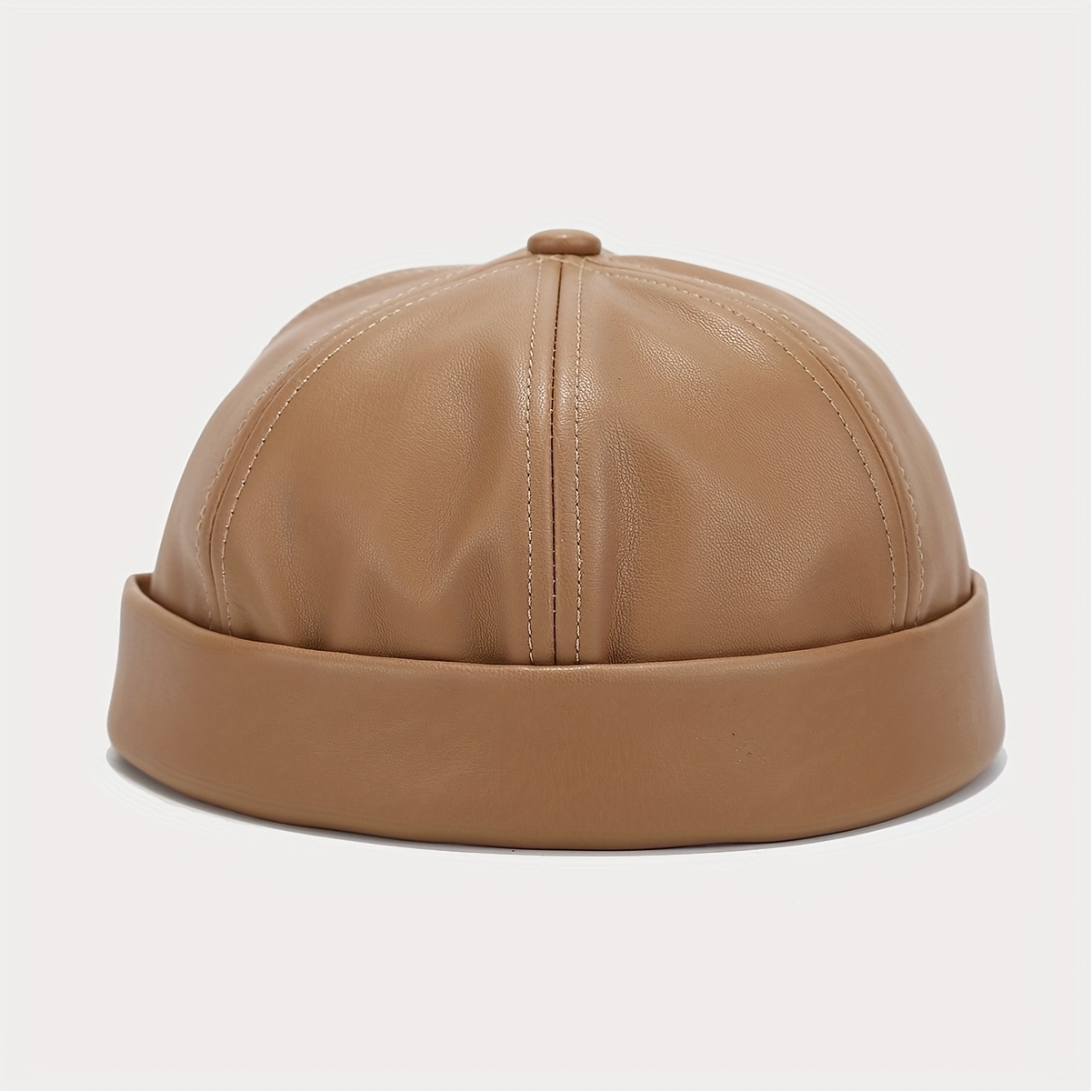 men's genuine pu leather brimless skull cap - Temu