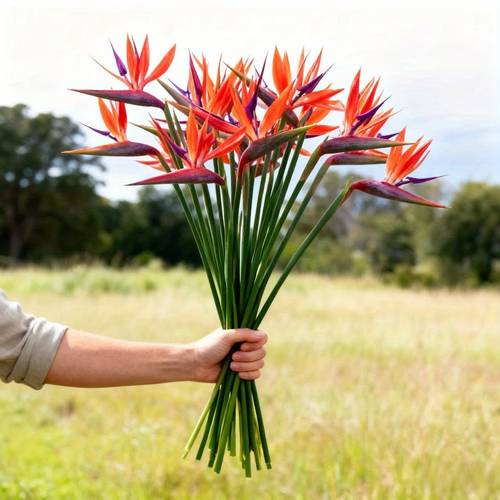 6 vivid artificial birds of paradise flowers flowers with green leaves orange and home office and wedding table centerpieces wedding centerpiece decor vivid artificial flowers realistic plastic flowers