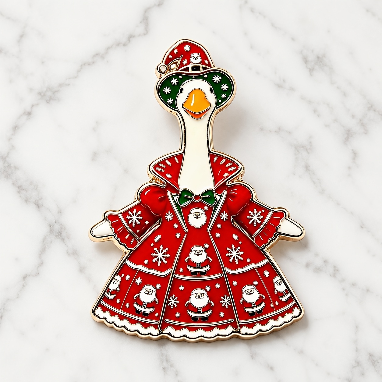 TEMU Pin's en émail Oie Style Noël Rouge et Blanc, Accessoire d'Été d'Hiver pour Pull et Manteau, Badge Décoratif de Noël Créatif de Dessin Animé