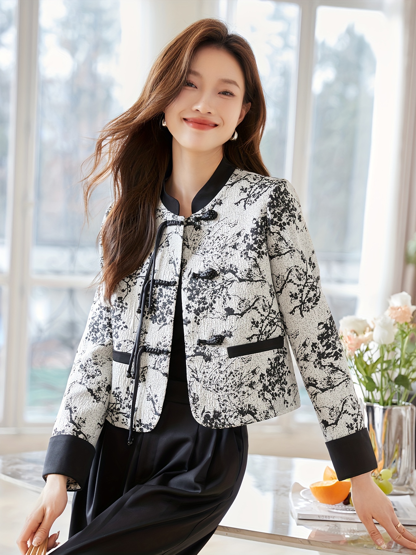 mo women's 2024 spring new asian inspired textured - Temu