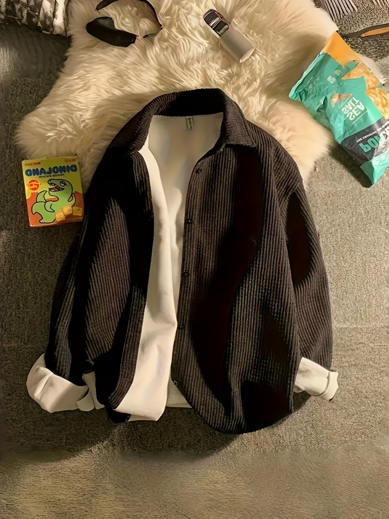 Japanese Style Fleece-Lined Men's Shirt Jacket for Spring/Autumn - Korean Fashion Student Top