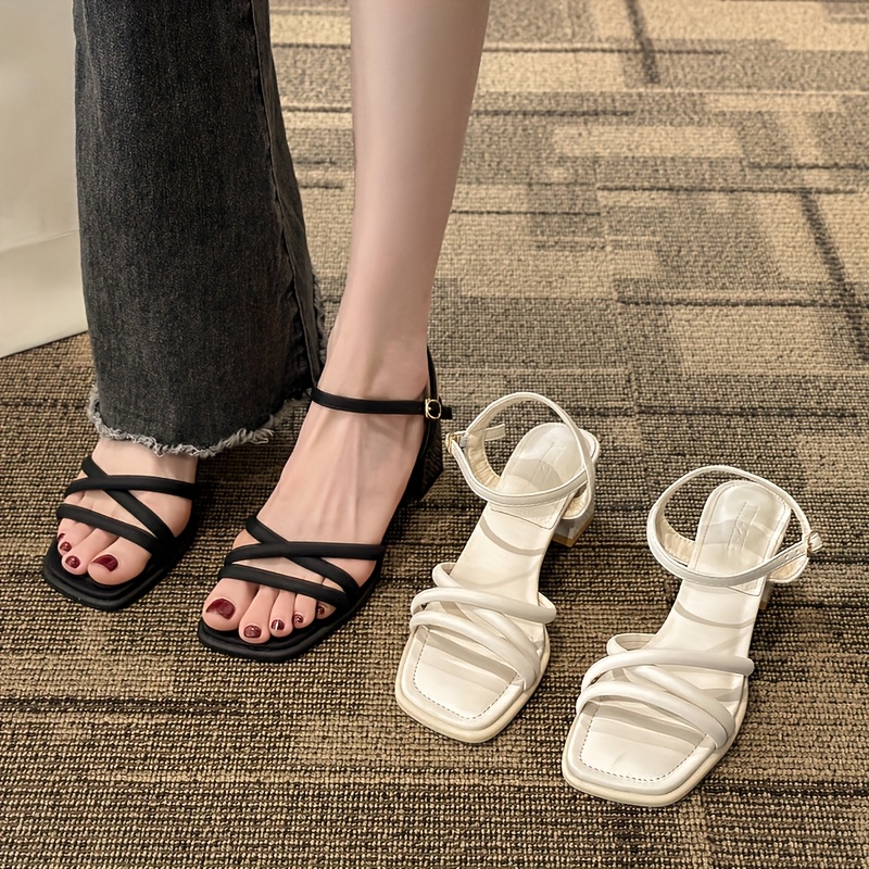 women's summer block heel sandals open toe ankle strap Temu Pakistan