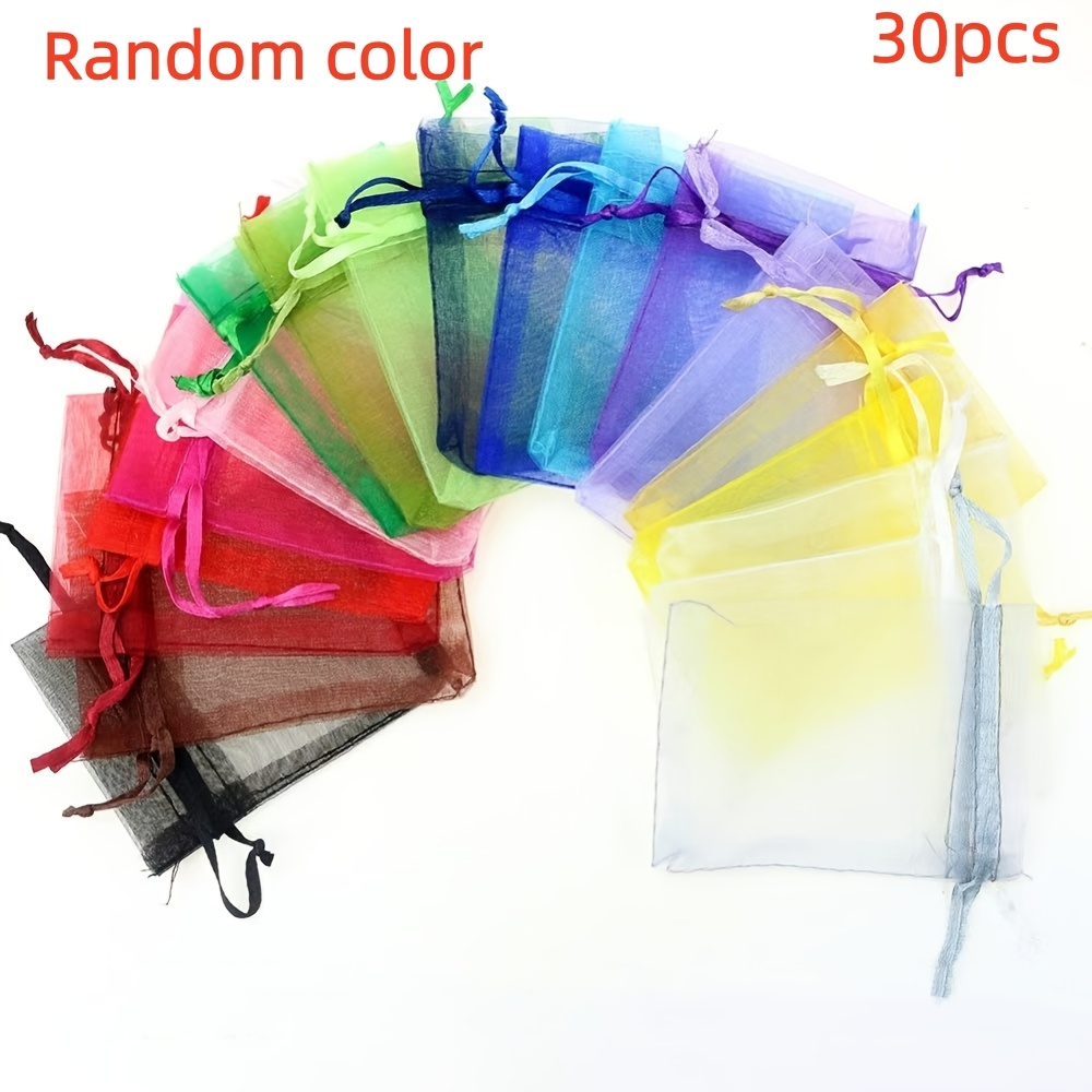 Gift For Her/him 30pcs Pack Of Transparent Organza Gift Bags With Drawstring - Suitable For Weddings, Valentine's Day, Birthdays, And More, Random Color