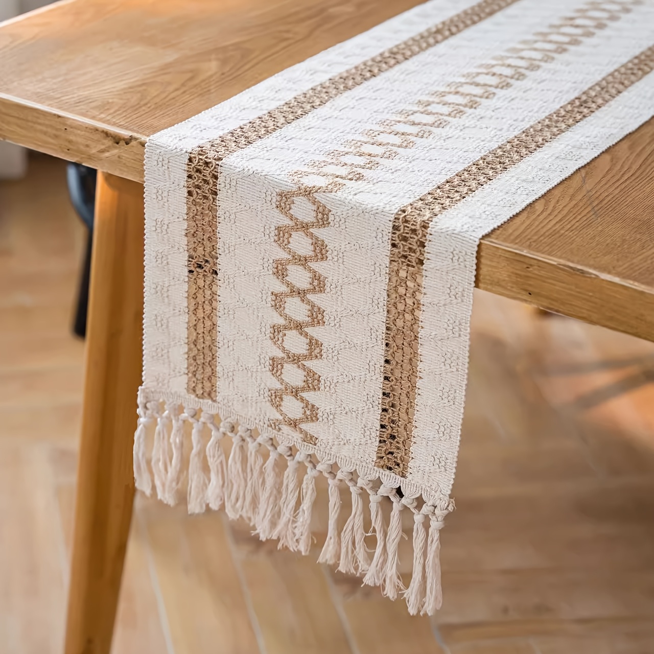 TEMU 1 , de mesa de arpillera bohemio, de mesa vintage estilo granja, para decoración bohemia del hogar, decoración de mesa de comedor, decoración de