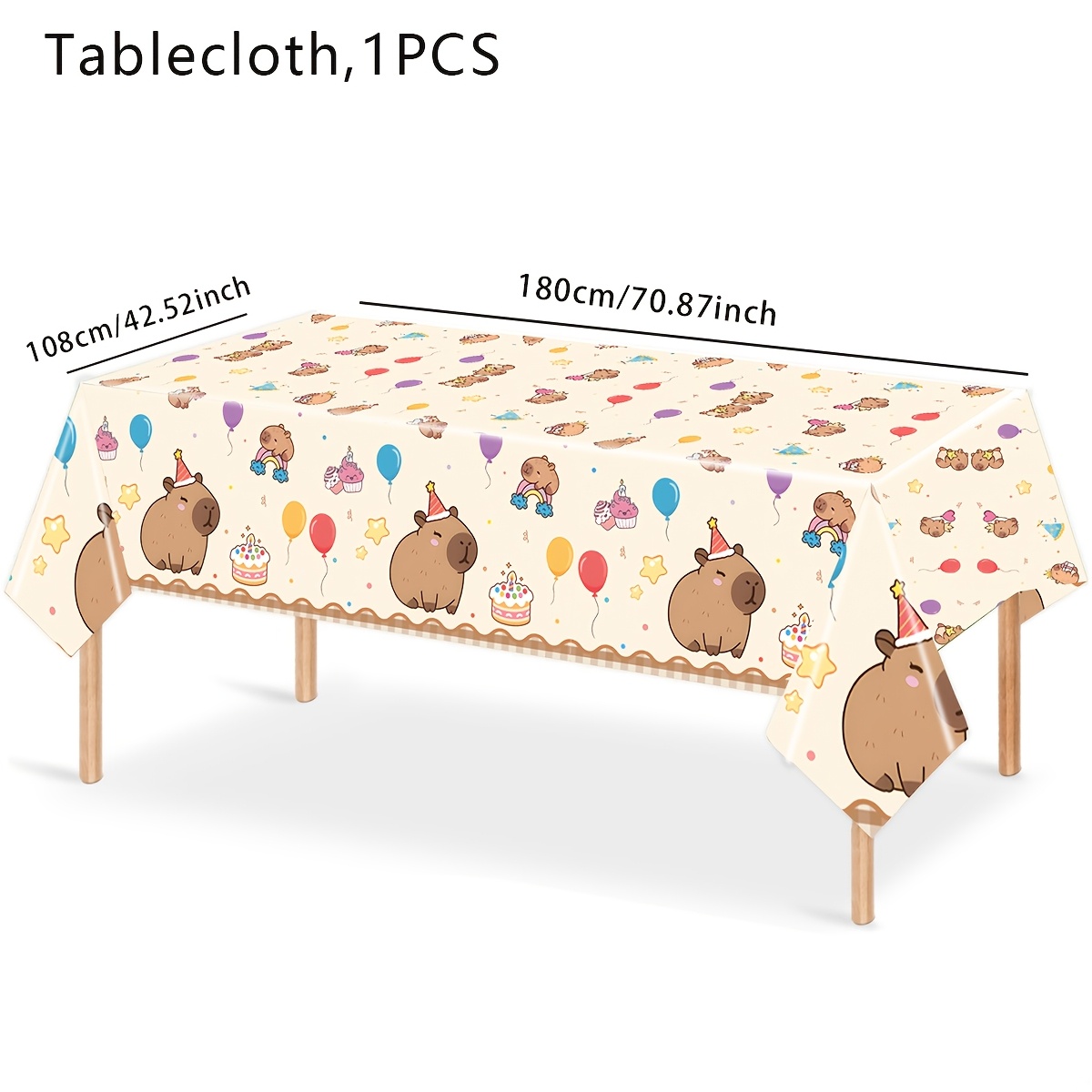 TEMU Halloween, Chrismas, Capybara Themed Rectangular Tablecloth Disposable Tablecloth, Decorative Polyethylene Tablecloth, Suitable For Birthday