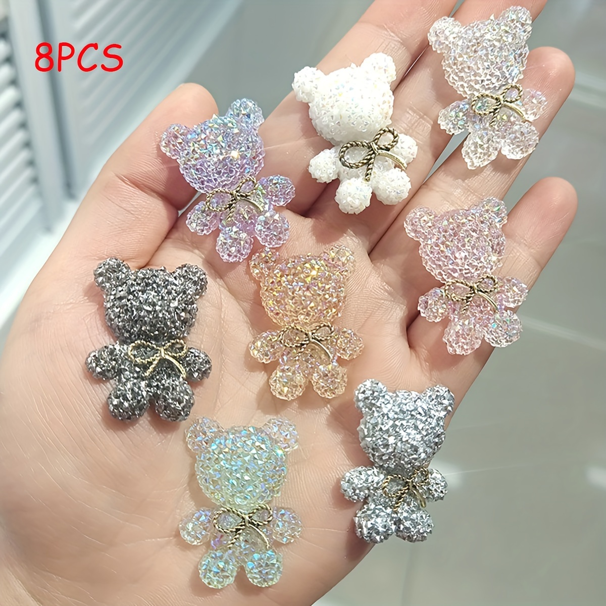 TEMU 8pcs Resin Cartoon Bear Accessories, Diy Shoe Mobile Phone Case Hair Clip Hair Accessories