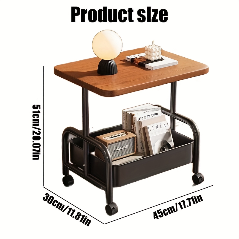 item picture two layer practical roller storage sofa side table with wheels mobile trolley organizer suitable for office home and kitchen organization white black