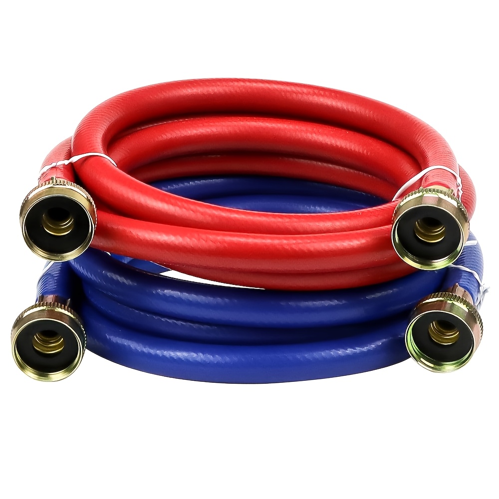 TEMU 2 Pack 6ft Rubber Washing Machine Hoses Proof Washer Water Hoses For Hot And Cold Water 3/4" Connection Lines For All Washers