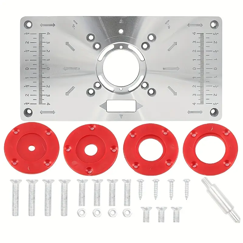 durable aluminium router table insert plate for smooth cutting engraving 4 rings compatible with table saws woodworking benches stability machine tool details 2
