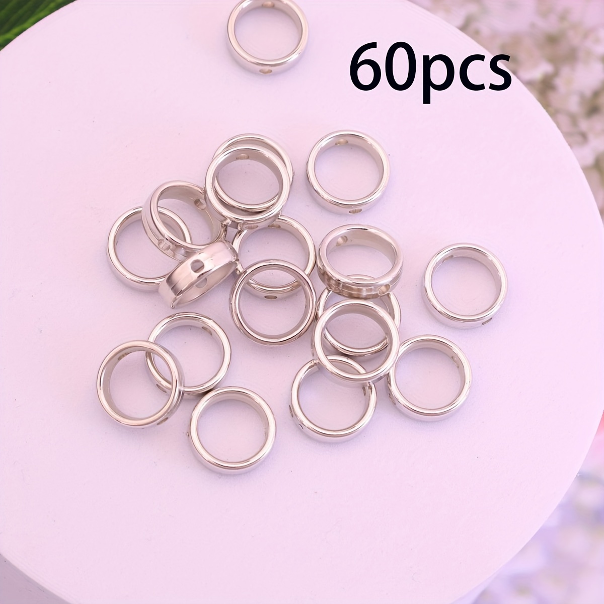 E-shop 60 Stück Runde Perle Crimp Röhren CCB Doppel Loch Runde Perle Verbindungsringe Verbindungsstücke für Schmuckherstellung Halskette Ohrring