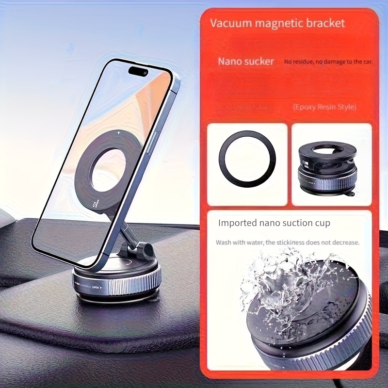 Image of 2026 Upgraded Vacuum Magnetic Car Phone Mount 360 Degree Reinforced 100-pound Super Suction Cup Phone Mount Compatible With Magnetic Phone Mount, Suitable For Iphone And