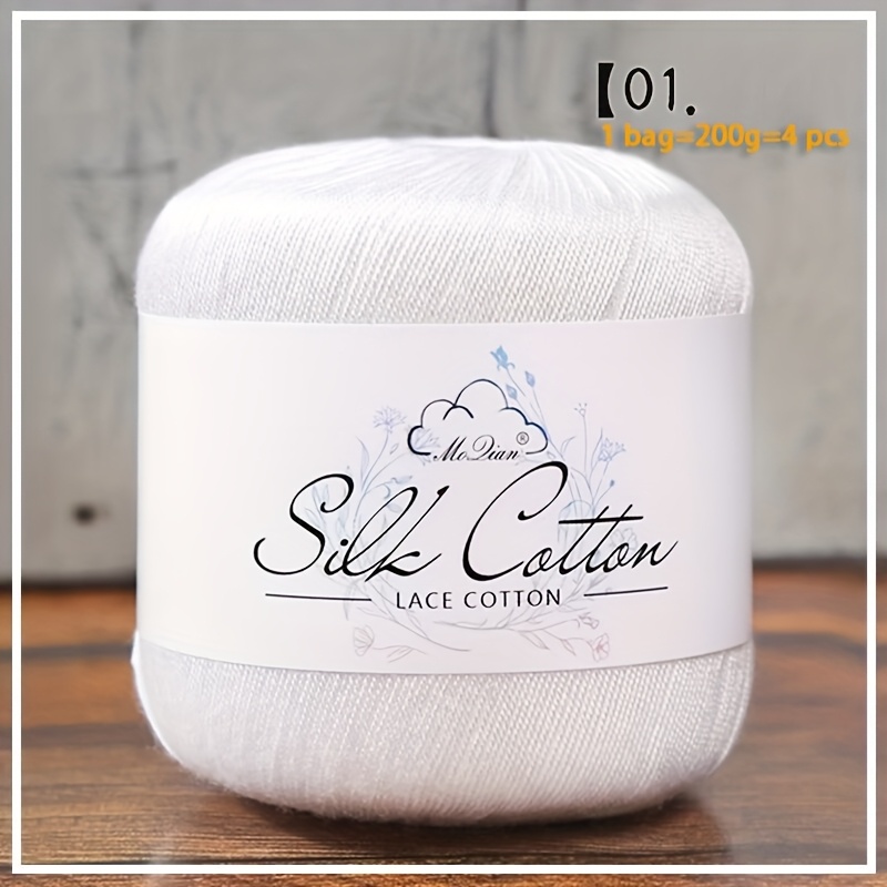 Image of And Fine Crochet Thread, Crochet Thread Lace Yarn Suitable For Crochet Knitting Fine Yarn Hand Knitting Making Hollow Sweater Shawl Gourd Hat Scarf Coat Yarn Ball 80% 20% 1 Bag 200g 4pcs