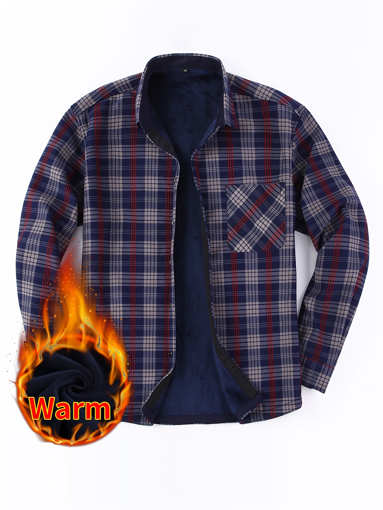 Flannel Mock Neck Button Up Men's Autumn Winter Casual Fashion