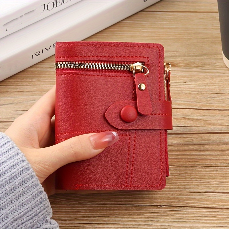 TEMU Women's Fashionable Multi-zipper Clasp Short Wallet, Large Capacity, Coin Purse, Foldable, Multi-functional, Mini Handbag, Multi-card Slot, Credit Card, Id, And Passport Holder