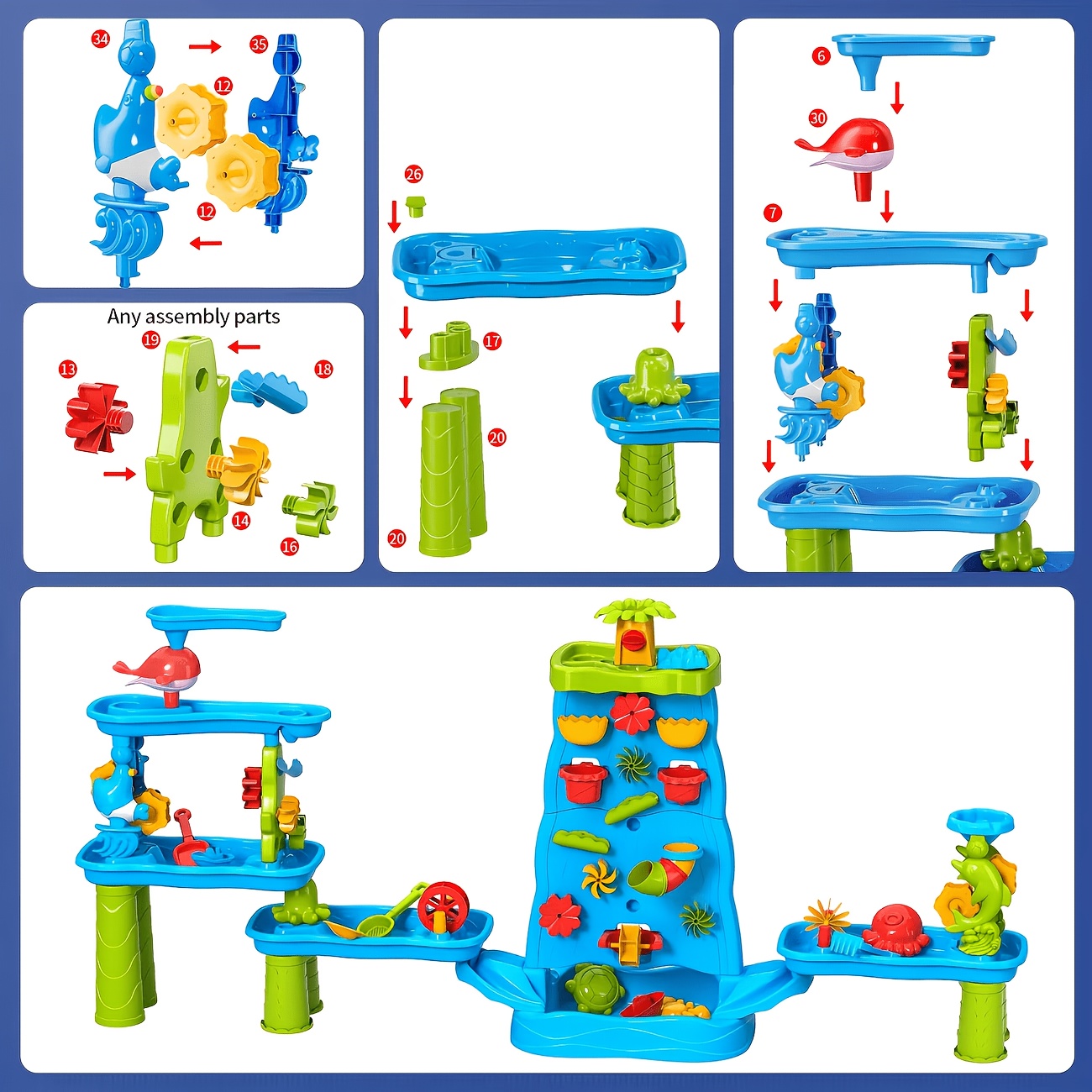 Upgraded Large Double-Sided Waterfall Maze Table for Kids