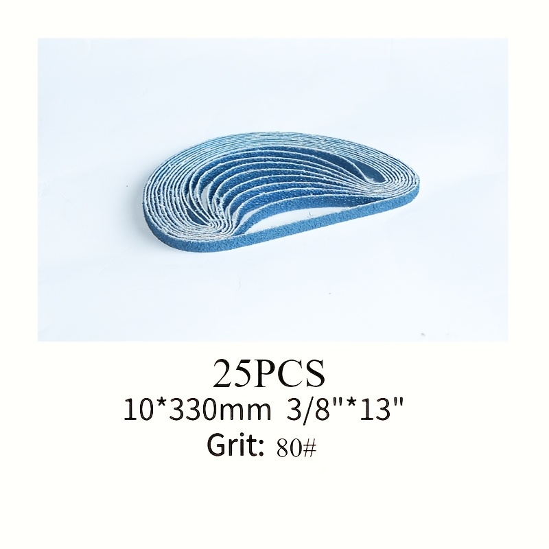 25 Abrasive Belts Per Package, Small Abrasive Belts, Machine Abrasive Belts 10x330mm 3/8 'x13', Grit 60/80/100/120/180/240/320/400 Optional