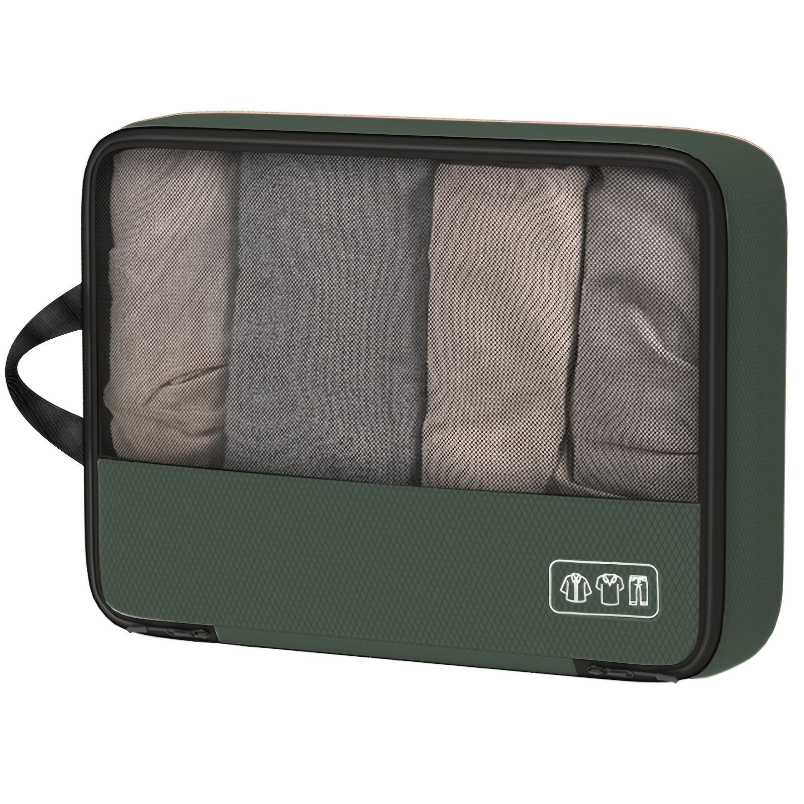 TEMU Travel Clothes Storage Bag Large Compression Packing Cube With Clear Window Handle Luggage Organizer Pouch Single Piece Travel Suitcase Clothing