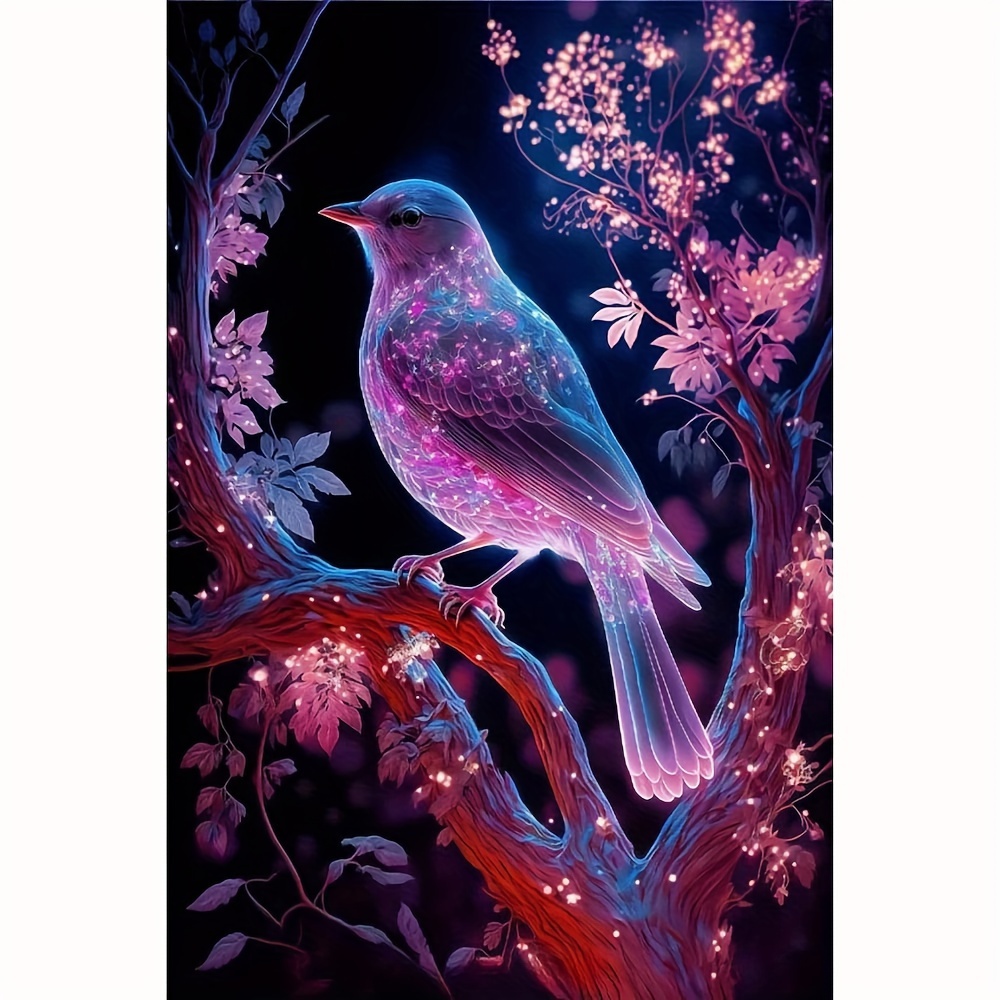 

Kit de peinture diamant oiseau brillant 1pc 40x50cm - DIY 5D Full Drill Round Diamond Art Broderie Point de croix Thème animal Artisanat pour décoration murale, toile acrylique PMMA