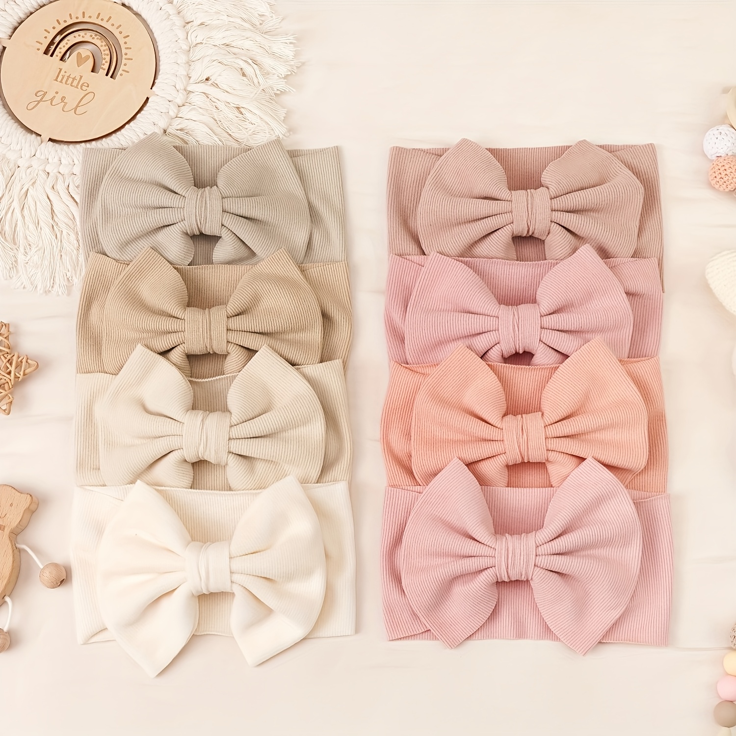 8pcs -friendly Large Bow Baby Headbands, Vibrant , Stretchy & Breathable Headband For Baby Girls Newborn Infant Toddlers, Perfect For Daily Wear & Birthday Celebrations, Kids Photography Props