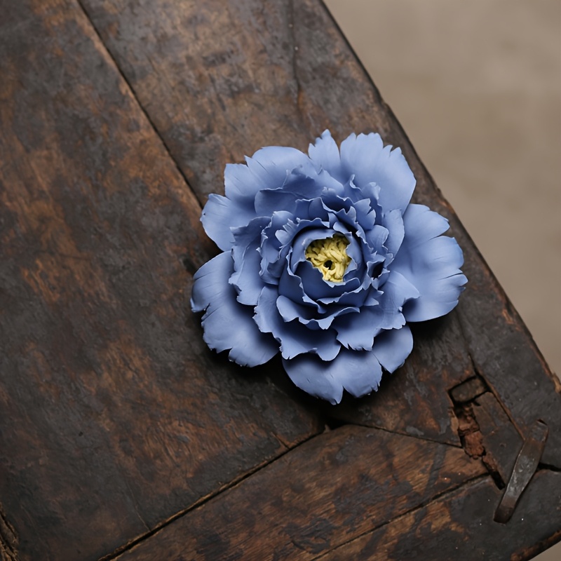 手作り陶器 牡丹の花 置物 インテリア雑貨 手作り陶器の青い牡丹の花の置物 香り付きまたは無香りの中国風花の像