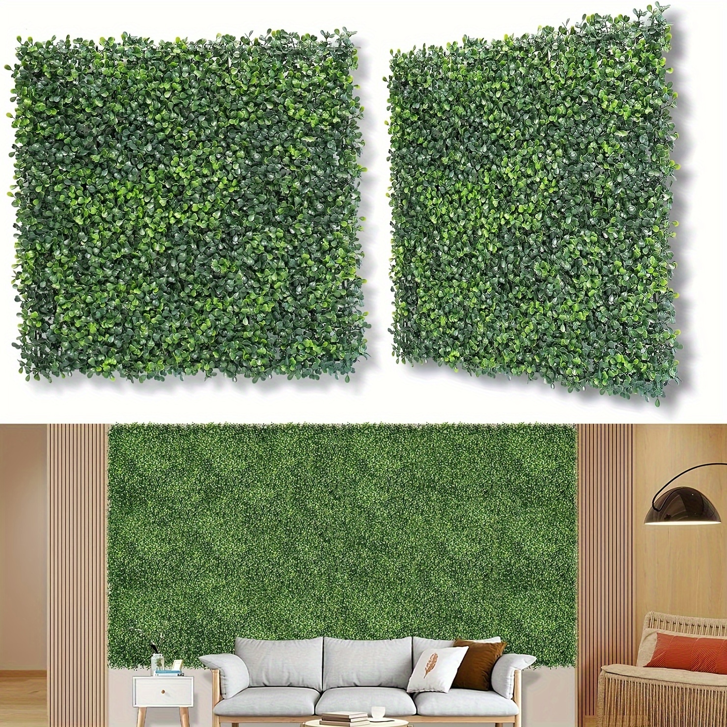 

9pcs Artificial Grass Wall Panel Backdrop, Uv-anti Greenery Boxwood Panels, For Indoor Outdoor Green Wall Decor & Ivy Fence Covering Privacy, 10 X 10 In