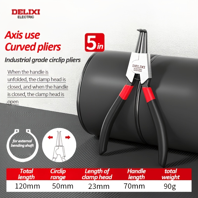 TEMU For Ring Pliers, 5-inch Internal And External Snap For Ring Pliers Set, Straight Jaw Pliers, And Bent Jaw Pliers Are Perfect For Removing For