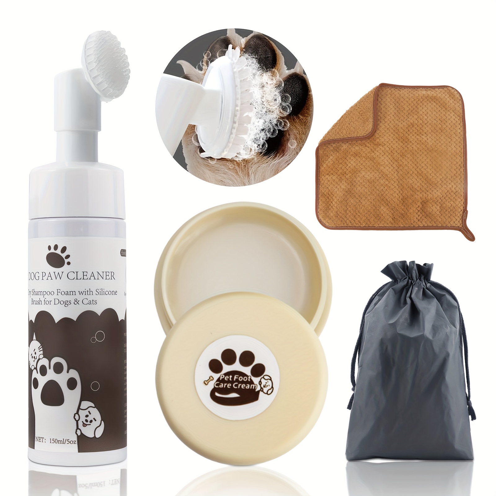 

Dog Kit - Gentle Foaming Cleanser For All-around Paw Cleaning - Dog Paw Pad Balm For Soothing & Noses - Paw Cleaner Kit For Dogs And Cats