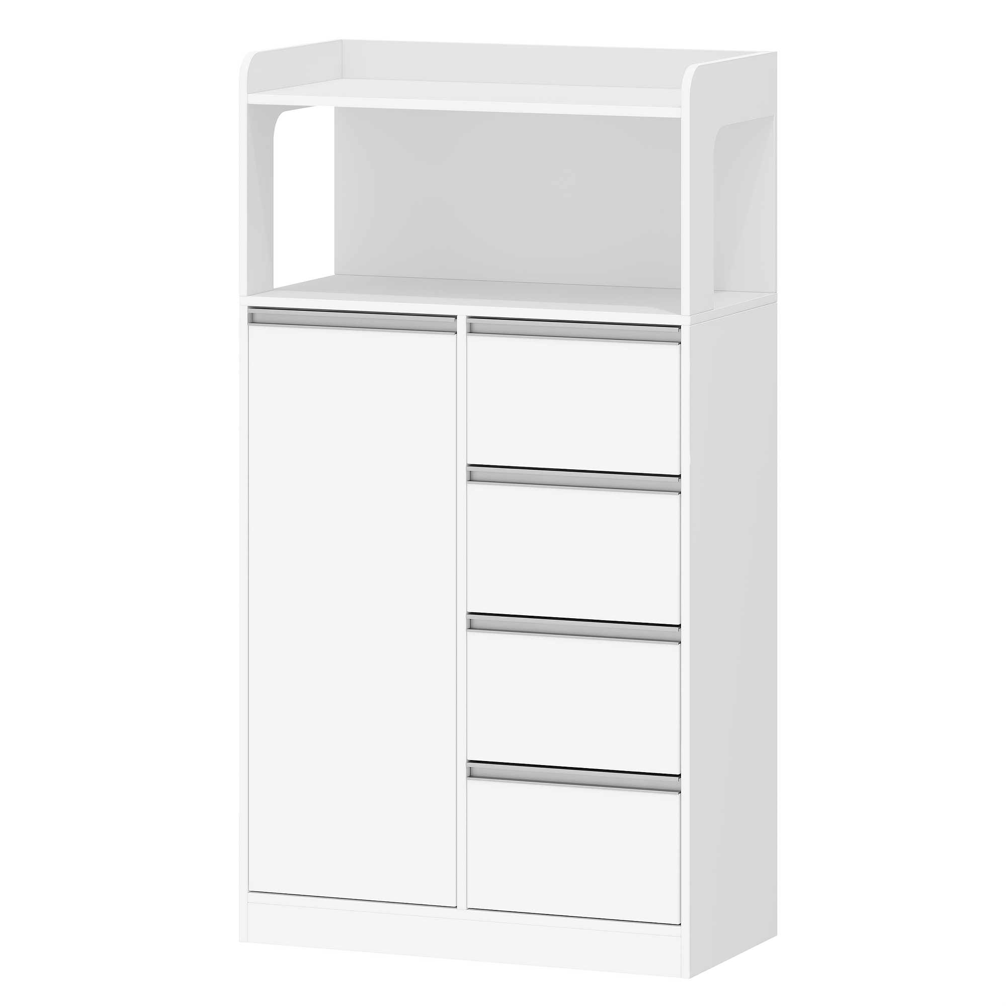 Bathroom Cabinet, Kitchen Cabinet, Storage Cabinet With 4 Drawers And Open Shelves, Tall Bathroom Cabinet, Adjustable Shelves, Suitable For Bathroom, Living Room, White, 30 X 80 X 110 Cm
