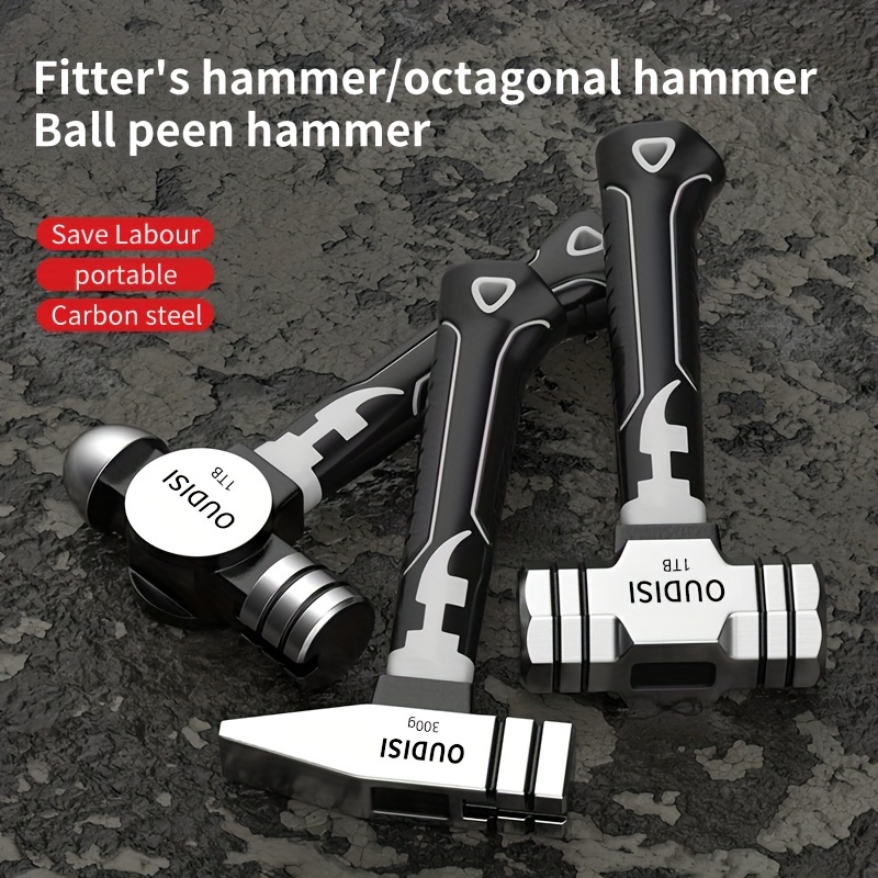 

Octagonal Hammer Fiber Continuous Handle Steel Stone Worker Iron Round Head, Fitter, Octagonal Sheep Horn Hammer Woodworking Small Hammer Tool Hammer Head