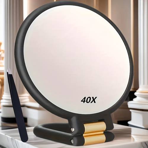 item picture 40x dual sided handheld mirror black green white portable with small clip