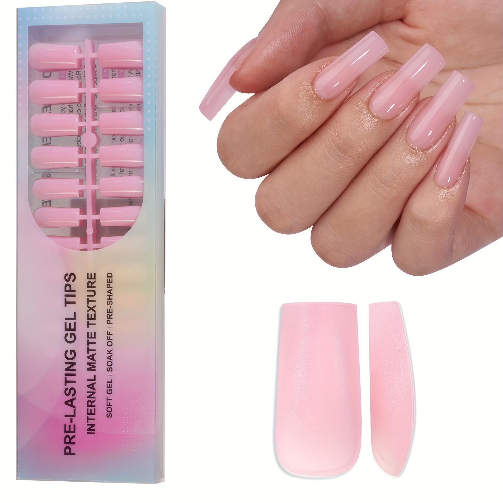 

150pcs Soft Gel Nail Tips Kit - Pink, Full Coverage, Easy Diy Nail Extension & Art Kit, 15 Sizes, , Color, No Bubble, Long Rectangular Press-on Nails For Women