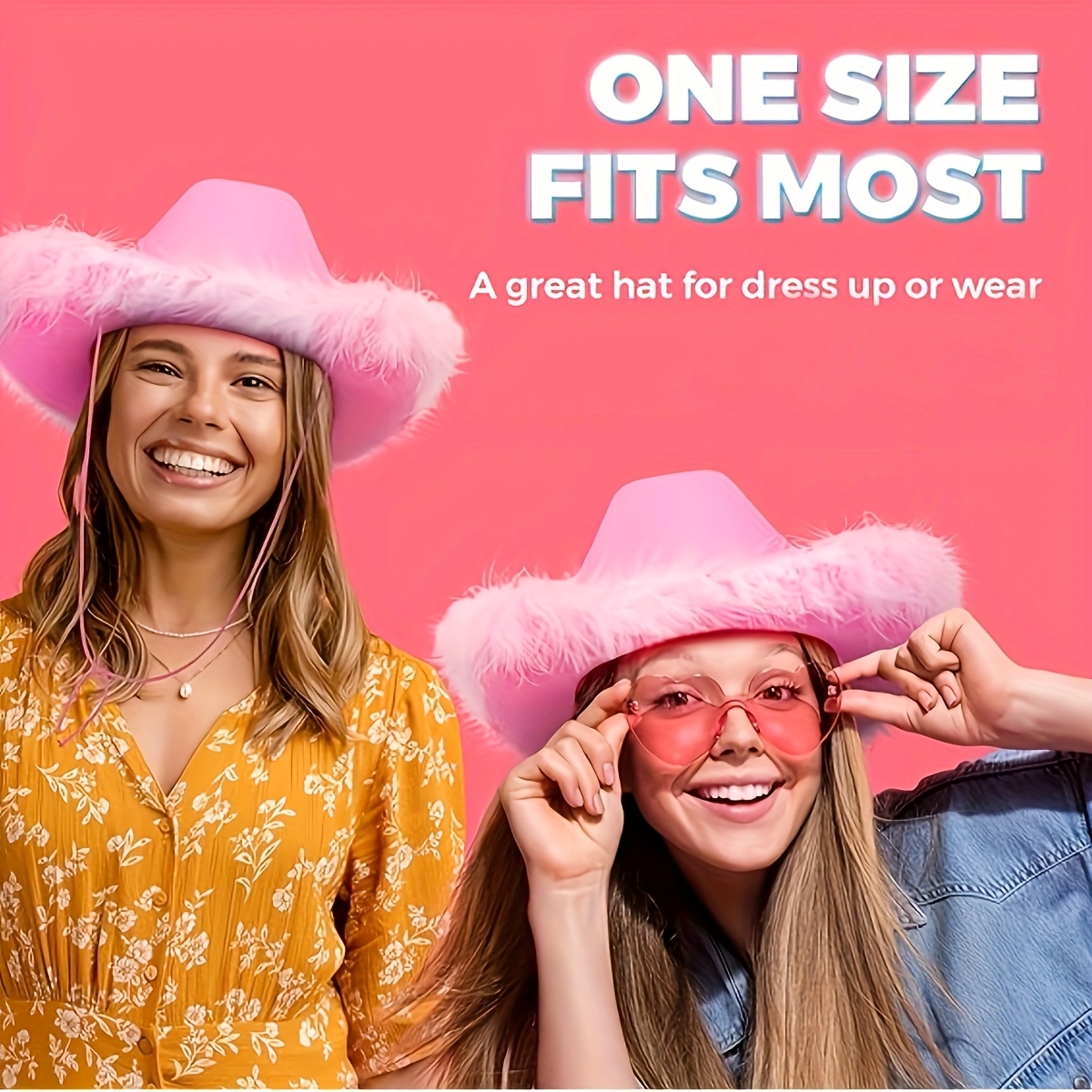 6 pack pink western party cowboy hats feather boa - Temu display picture 1
