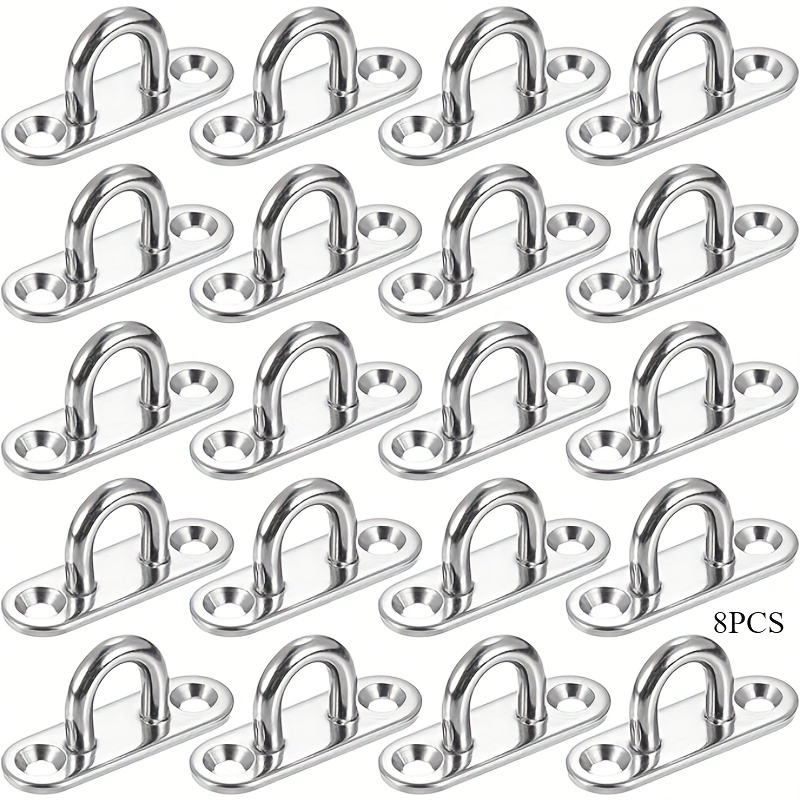 TEMU 8pcs Stainless Steel Eye Plate Set With M5 Cover - Heavy-duty Ceiling Hooks (screws Not Included) - Suitable For Marine Industrial Applications,