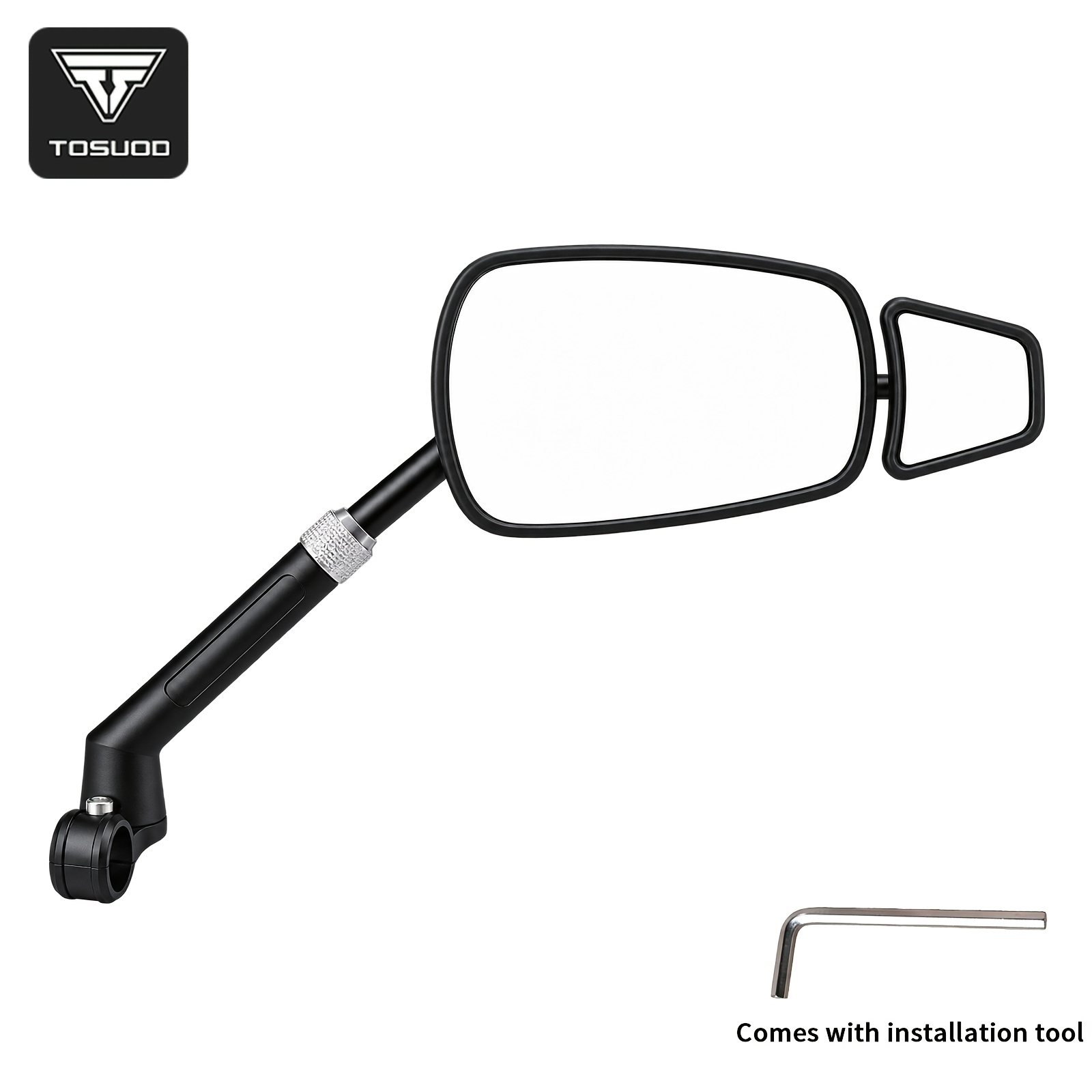 TEMU Rétroviseur de vélo TOSUOD, rétroviseur de cyclisme HD, double , large , longueur réglable, montage sur guidon, compatibilité universelle pour