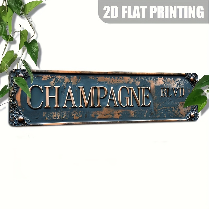 

Vintage Aluminum "champagne Blvd" Street Sign Plaque - Wall Hanging Decorative Sign For Room, Bathroom, Bar, Cafe, Garage, Porch, Outdoor Decor - Multipurpose 2d Flat Printing, English Text, 1 Pc