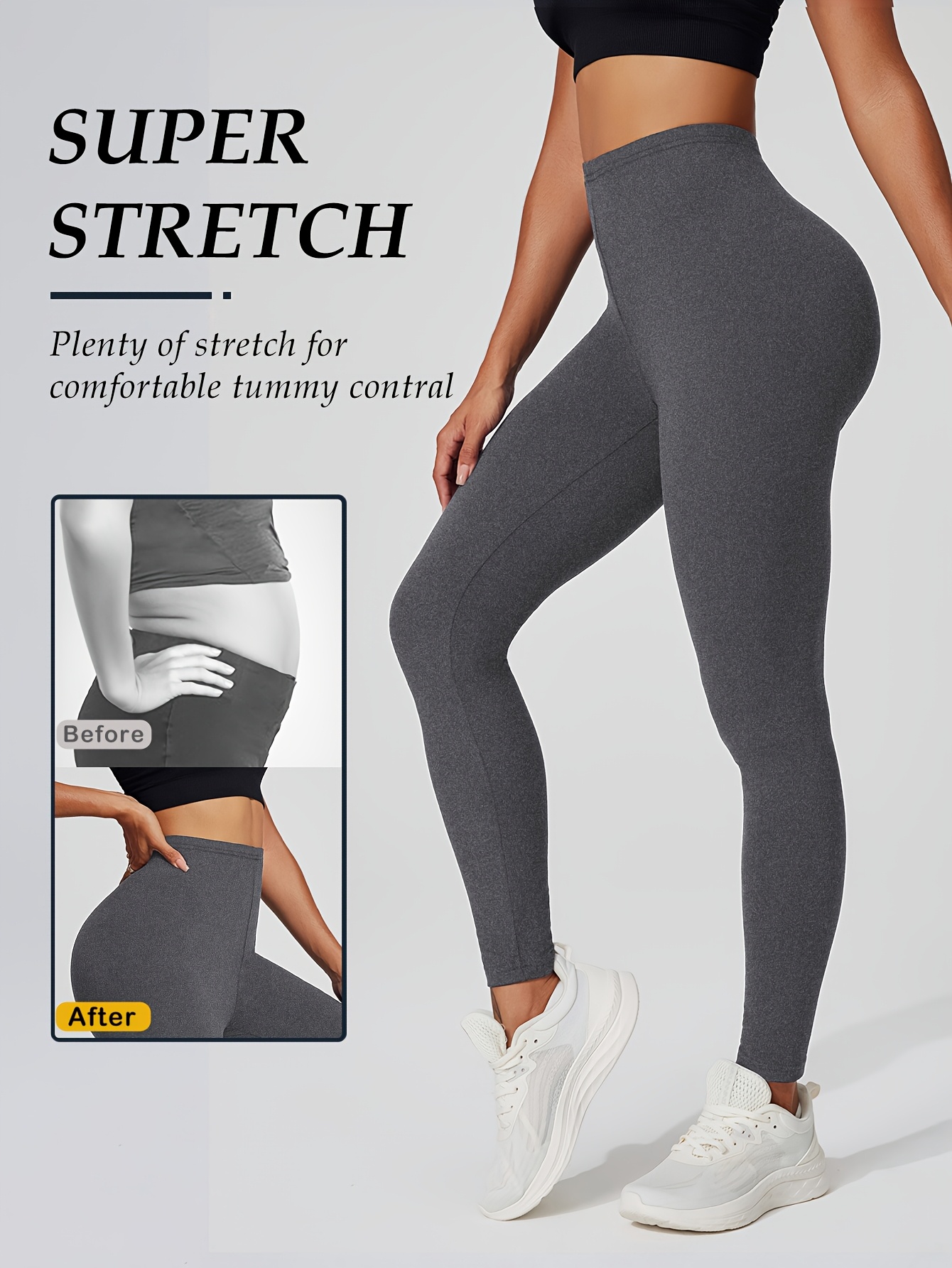 Women's High Elasticity Activewear Full-Length Leggings, Solid Color, Soft Knitted Fabric, Women Fitness Apparel Suitable For Autumn