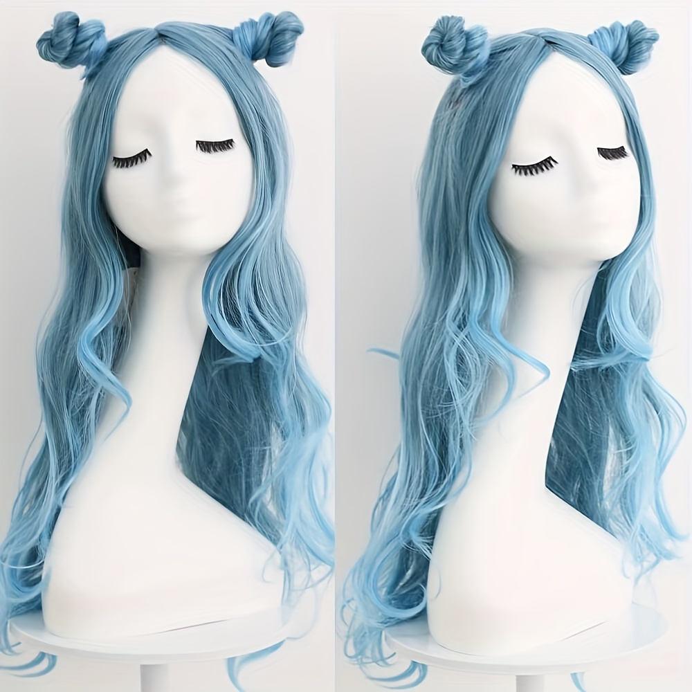blue wig women long wavy wig light blue middle part wig Temu