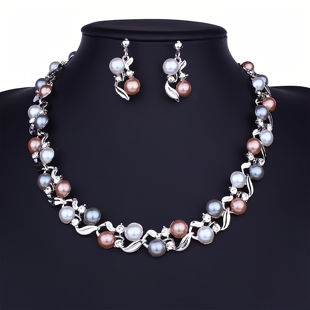 Elegant 3-Piece Set Women's Multicolor Necklace And Earrings Set