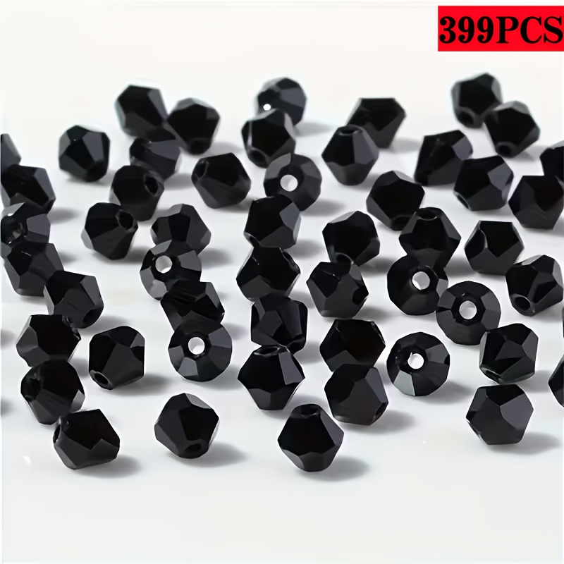 TEMU 399pcs/799pcs Black Conical 4mm Synthetic Crystal Glass Beads, For Making Bracelets, Necklaces, And Other Jewelry, Jewelry Spacer Beads,