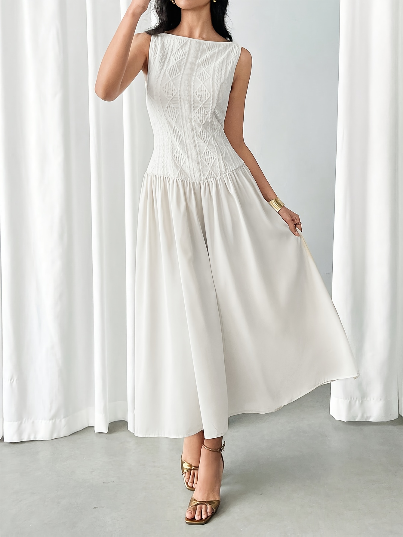 womens elegant sleeveless boat neck dress lightweight summer - Temu  Mauritius