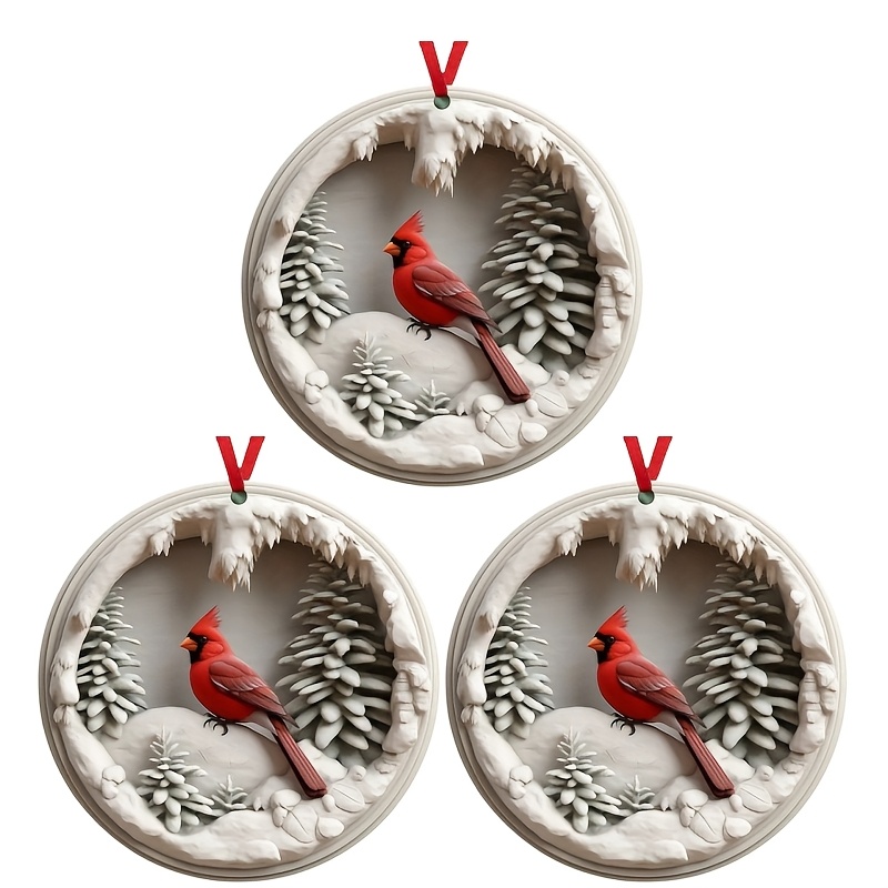 

3pcs/set Combination Set Snow Pattern Wooden Christmas Tree Ornament With Red Rope/outdoor Scene Decoration/christmas Gifts/living Room/bedroom Home Decoration Pendant