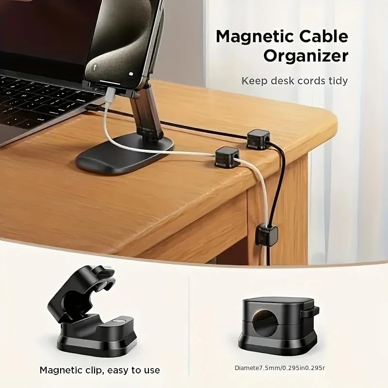 8 pack magnetic     holder with   lid durable plastic cable storage box strong stick on fridge desk   saving for home office gift for tech lovers for cords plug organizers desk drawer organizer for home Product details 0