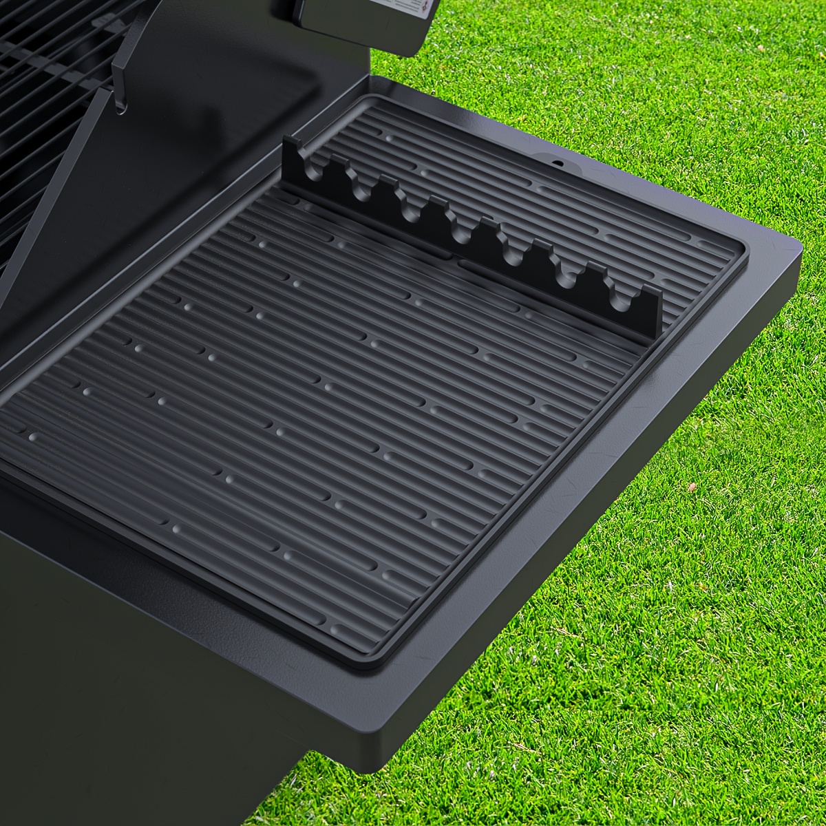 Image of 1pc Silicone Grill Mat For Blackstone Griddles - 16.5x11.5" Bbq Tool Organizer With Drip Pad, Spatula & Utensil Holder For Outdoor Cooking, Durable & Easy-to-clean Griddle Accessories Mat, Accessories