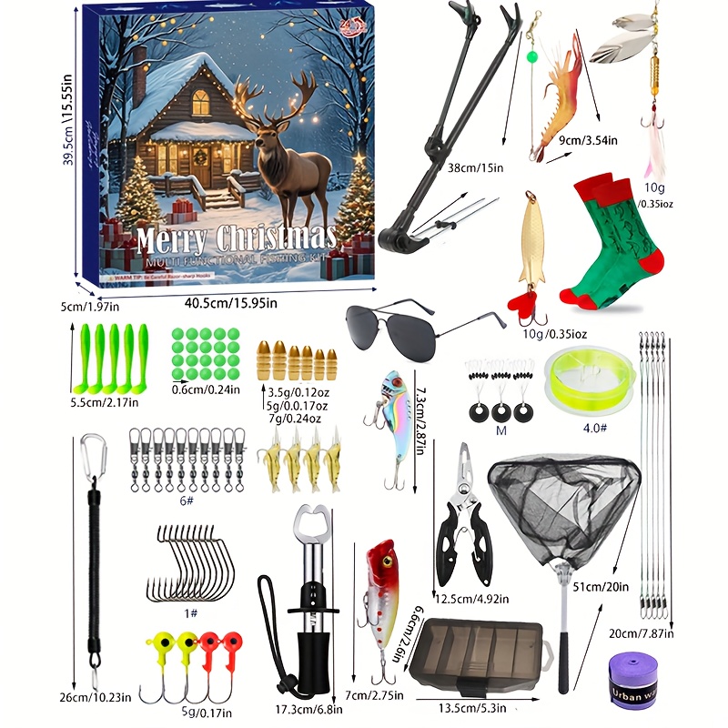 Premium Fishing Tackle Gift Set | 24pcs Professional Accessory Collection, Including  / Spinners/ Poppers/ Fishing Tools, Holiday  ,   for Gifting.