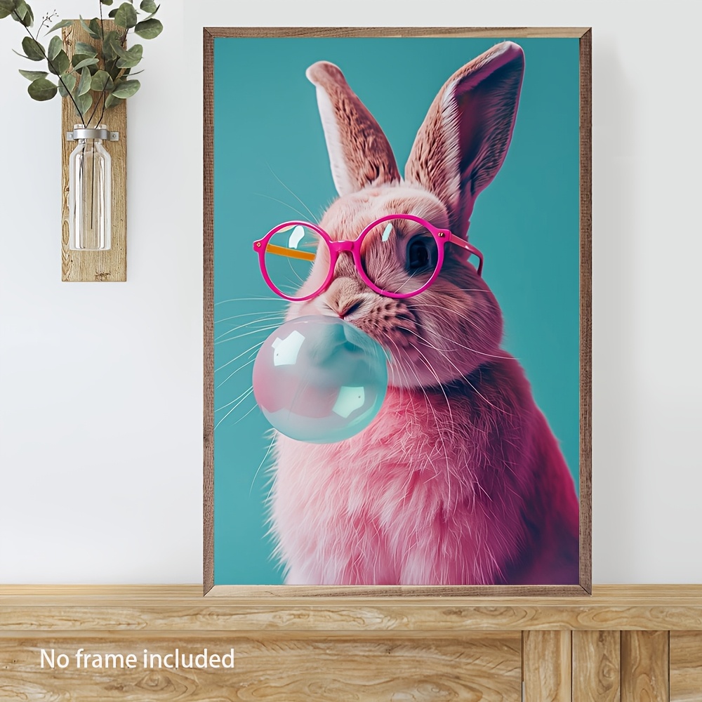 

Room Decor 1pc, Bunny Blower Canvas Print, 15.7x23.6 Inch, Wall Art Decor For Living Room, Bedroom, Office, Cafe - Included