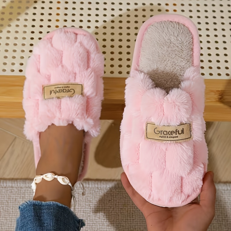TEMU Autumn/winter Women's Soft Plush -friendly Indoor Slippers, Comfortable And Warm, Suitable For Occasions, A Great Gift For Wide Fit Shoes