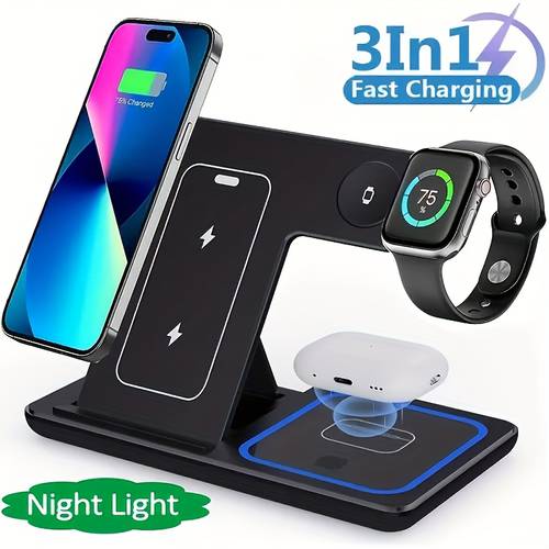 3 in 1 fast wireless charging station 15w foldable charger stand for iphone 15 14 13 12 11 pro plus x xr xs max plus iwatch 1 9 3 2 pro usb connector lightweight design usb charging